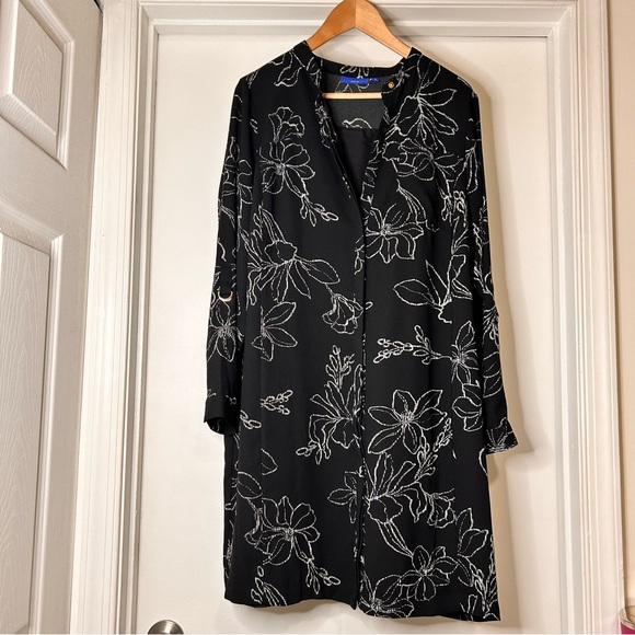 Apt. 9 Black & White Floral Pattern Button-Down Dress - Size XL - Picture 4 of 16